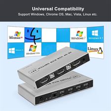 DisplayPort KVM Switch 2-Port 4K 60Hz USB and DP Switch for 2 Computers Keyboard Mouse Printer Monitor for Laptop, PC, Xbox HDTV with 2 x USB Cables, 1 x Switch Button Cable, 1 x Power Cable