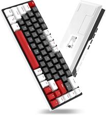 MageGee 60% Mechanical Gaming Keyboard, 68 Keys Compact Blue LED Backlit Gaming Keyboard, SKY68 Wired Ergonomic Mini Office Keyboard for Windows PC Gamer (Red Switch, White & Black)