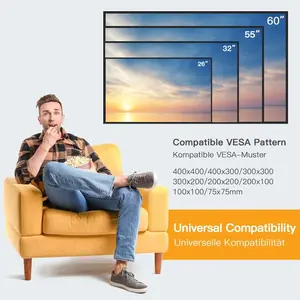 Perlegear PGPIMTK1 26-60 inch TVs up to 52kg, Sturdy Tilt TV Bracket with VESA 75x75-400x400mm, 55 Inch Slim Wall Mount with Safe Pull Strings
