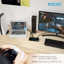 EZCOO HDMI 2.0 Matrix 4x2 4K 60Hz 4:4:4 18Gbps HDR Dolby Vision HDCP 2.2, Audio Breakout SPDIF Optical 5.1CH, Support HDMI Scaler 4K 1080P Work Together, with Firmware Upgrade