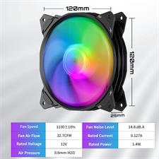 upHere 120mm Silent RGB Case Fan Adjustable Colorful Computer Cooling Fans,5-Pack