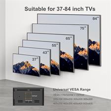 Perlegear TV Wall Bracket for 37-84 Inch Flat/Curved TVs up to 60kg, Swivel Tilt TV Bracket Max.VESA 600x400mm, Full Motion TV Wall Mount with Dual Arm
