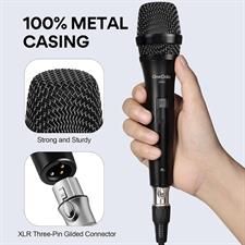 OneOdio ON55 Wired Karaoke Microphone w/ 16.4ft XLR Cable, Mic Clips, Metal Female, ON/Off Switch - Vocal Dynamic Mic for Singing, Speech, Wedding, Outdoor Activities - Cord Handheld