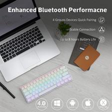 Anne PRO 2D, 60% Wired/Wireless Mechanical Keyboard (Gateron Brown Switch/White Case) - Full Keys Programmable - True RGB Backlit - Tap Arrow Keys - Double Shot PBT Keycaps - NKRO - 1900mAh Battery