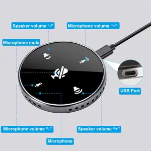 USB Conference Microphone with Speaker,Omnidirectional Speakerphone Computer Mic with 360Ã‚ Voice Pickup, Touch-Sensor Buttons to Mute/Volume for Streaming, Skype,VoIP Call, Webinar, Interview