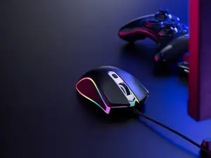 RAPOO VPRO V280 USB WIRED OPTICAL GAMING MOUSE RGB MULTI COLOR LED WITH ADJUSTABLE UPTO 7000 DPI - BLACK