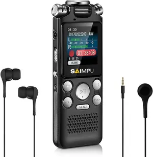 SAIMPU 8GB Digital Voice Recorder with MP3 Player, Professional Noise Reduction, Rechargeable, USB, 85 Hours Recording, Mono Microphone
