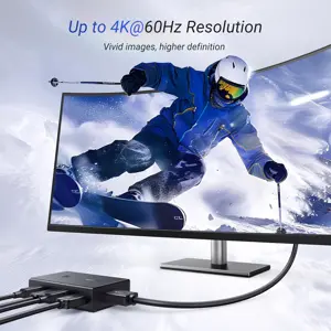 UGREEN HDMI KVM Switch 1 Monitor 2 Computers, with 4 USB Ports 4K@60Hz KVM Switches for Sharing One Monitor Keyboard Mouse Printer with 2 HDMI Cables, 2 USB Cables, Desktop Controller