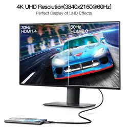 POSUGEAR USB C to HDMI Cable 2M 4K@60Hz, Type C Thunderbolt 3 to HDMI Cable Compatible with TV, Smartphones, Laptops, MacBook Pro/Air, iPad Pro, Surface Pro, Dell XPS, Samsung Galaxy, Huawei, etc(2M)