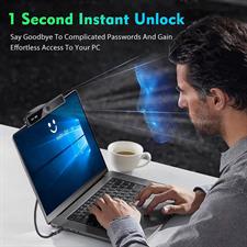 wo-we Windows Hello Face Recognition Webcam for Fast and Anti-Hacking Connection with Windows 10, Business IR Webcam with Dual Microphone Used for Video Conference, Streaming, Recording - RGB 720 Black