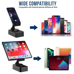 Cell Phone Stand with Wireless Bluetooth Speaker, LED, Anti-Slip Base HD Surround Sound,Perfect for Home/Outdoor with Bluetooth Speaker for Desk Compatible with iPhone/ipad/Android,Gifts for Men Women
