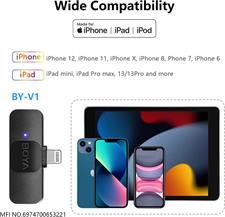 BOYA BY-V1 Wireless Lavalier Microphone for iPhone Plug Play External Lightning Mic Clip on Lapel Mic for Video Recording YouTube Live Streaming