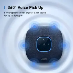 Anker PowerConf S3 Bluetooth Speakerphone, Enhanced Voice Pickup, 6 Mics, 24H CallTime, Bluetooth 5, App Control, USB C, Conference Speaker Compatible with Leading Platforms, Ideal for Home Office