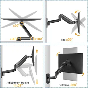 HUANUO HNWSS1 Single Monitor Wall Mount for 13 to 32 Inch Computer Screen, Gaming Monitor Wall Mount Arm Holds up to 17.6lbs, Height Adjustable Full Motion Wall Monitor Mount-VESA Mount 75x75,100x100