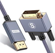 HDMI to DVI Cable,LANDEOSEN DVI to HDMI Adapter 6ft High Speed Bi-Directional Nylon Braided HDMI Male to DVI-D 24+1 Male Support 1080P Full HD Compatible with Roku,PS3/4, Blu-ray,Laptop-Gray