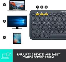 Logitech K380 Pebble Multi-Device Bluetooth Keyboard – Windows, Mac, Chrome OS, Android, iPad, iPhone, Apple TV Compatible – with Flow Cross-Computer Control and Easy-Switch up to 3 Devices –Dark Grey
