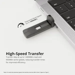 Timetec 512GB Pro Portable USB 3.2 Gen 2 Type-C / Type-A SSD Read Speed 1000MB/s Solid State Drive Stick for iPhone 15/Android/Tablet/Windows/Mac