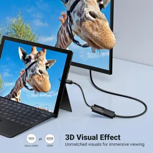 UGREEN Micro HDMI to HDMI Adapter, Male to Female Cable HDMI 2.0 4K@60Hz HDR 3D Dolby 18Gbps High Speed Compatible with Raspberry Pi 5/Pi 4//Pi 500 GoPro Hero 7 6/Retroid Pocket 3+, 0.6FT