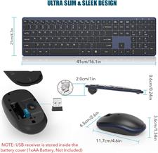 Ultra Slim Wireless Multimedia Keyboard KG9013 and Mouse G3180E  Silent, 2.4GHz for Computer, Desktop, PC, Notebook, Laptop (BLACK)