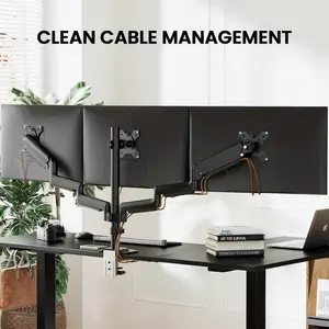 ErGear Triple Monitor Mount for 13-27 inch Screens, Premium Aluminum Triple Monitors Stand up to 17.6 lbs, Sturdy 3 Monitor Desk Mount with Swivel, Tilt, Rotation, Max VESA 100x100mm (Used)