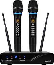 KITHOUSE J10 Wireless Microphone Karaoke System Rechargeable, UHF Metal Cordless Microphone Handheld with Volume Echo Treble BASS Control and Receiver Box for Singing Karaoke Speech Meeting