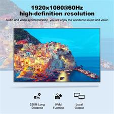 60M HDMI KVM Extender Over Cat5e Cat6 1080P HDMI USB KVM Extender Transmit with Loop Out Support DVR & USB Keyboard Mouse Extension