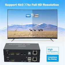 KVM Extender 4K 120M Receiver,4K HDMI KVM Extender Over cat5e/6 ethernet Cable 120M HDMI USB Extender Video Audio Transmitter Receiver Support Keyboard Mouse