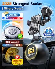 VANMASS 【85+LBS Strongest Suction & Military-Grade 2025 Ultimate Car Phone Mount【Patent & Safety Certs】 Cell Phone Holder Truck Stand for Dashboard Windshield Vent for iPhone 16 15 Pro Max 14 Samsung