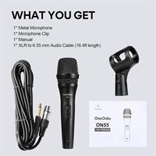 OneOdio ON55 Wired Karaoke Microphone w/ 16.4ft XLR Cable, Mic Clips, Metal Female, ON/Off Switch - Vocal Dynamic Mic for Singing, Speech, Wedding, Outdoor Activities - Cord Handheld