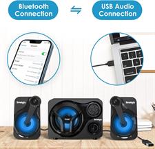 Smalody Computer Speakers for Desktop with Subwoofer Bluetooth, 2.1 PC Speakers System for Gaming Monitor