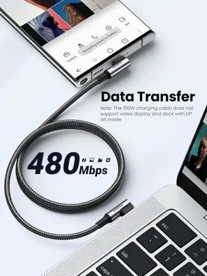 UGREEN USB C to USB C Cable Right Angle 100W Fast Charge 90 Degree Type C Power Data Lead Compatible with MacBook Pro/Air, iPad Pro 2025, iPhone Air/17/16, Galaxy S25/S24 Ultra, Pixel 9 (3M)