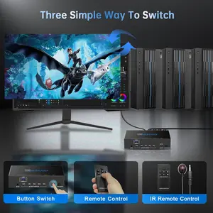 EZXOO USB3.0 HDMI KVM Switch 4 Port 4 In 1 Out 4K 60Hz 4 In 4 Out SPDIF 5.1 Audio Breakout - Mouse/Keyboard/Wireless USB for PC,Printer,Scanner,Windows,Linux, HDR HDMI Auto Switch 4x1,IR Remote KVM 4X1
