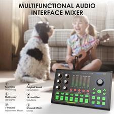 PALOVUE Audio Interface Mixer with Microphone 3.5mm, DSP Chips Digital Mixer with Sound Effects Podcast Equipment for Phone PC Music Recording Live Streaming, iLiving