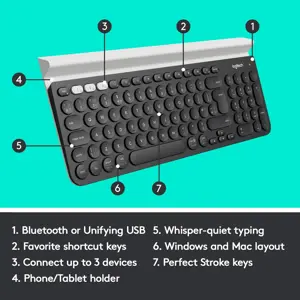 Logitech K780 Multi-Device Wireless Keyboard for Computer, Phone and Tablet – FLOW Cross-Computer Control Compatible - Speckles, White (Used)
