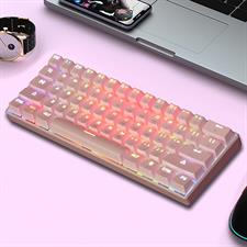Mechanical Keyboard 60%  BT5.0 & Wired 61 Keys Both Wired/Wireless RGB Backlit, Portable Mini Gaming Keyboard for PC/Mac(Blue Switch,Pink