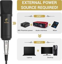 TONOR TC20 XLR Condenser Microphone, Professional Cardioid Studio Mic Kit with T20 Boom Arm, Shock Mount, Pop Filter for Recording, Podcasting, Voice Over, Streaming, Home Studio, YouTube