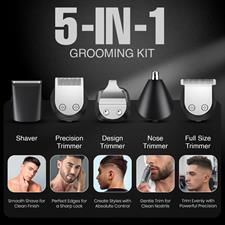 VGR V-108 Professional 10 in 1 Grooming Kit with LED Display, All in one Trimmer for Men,Suitable for Face, head, Nose,Ear & Body Grooming, 120 min Runtime (Black, Blue)