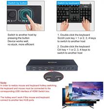 KCEVE 4 Ports KVM Switch, 4 In 1 Out HDMI KVM Switcher Box Support 4K @ 60Hz