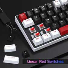 MageGee 60% Mechanical Gaming Keyboard, 68 Keys Compact Blue LED Backlit Gaming Keyboard, SKY68 Wired Ergonomic Mini Office Keyboard for Windows PC Gamer (Red Switch, White & Black)