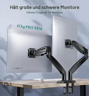 HUANUO HNDS12 FlowLift Pro Dual Monitor Mount for 13–27" Screens, MechaSpring Monitor Stand, Adjustable Monitor Arms for 2 Monitors with Tilt/Swivel/Rotation, Tool-Free VESA Mount, Max Load 15.4 lbs