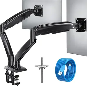 HUANUO HNDS12 FlowLift Pro Dual Monitor Mount for 13–27" Screens, MechaSpring Monitor Stand, Adjustable Monitor Arms for 2 Monitors with Tilt/Swivel/Rotation, Tool-Free VESA Mount, Max Load 15.4 lbs