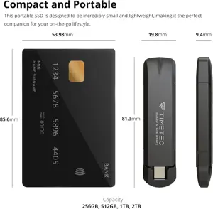 Timetec 512GB Pro Portable USB 3.2 Gen 2 Type-C / Type-A SSD Read Speed 1000MB/s Solid State Drive Stick for iPhone 15/Android/Tablet/Windows/Mac