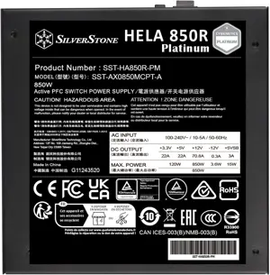 SilverStone Technology HELA 850R Platinum Cybenetics Platinum 850W PCIe 5.0 Fully Modular ATX 3.0 Power Supply with A+ Noise Rating (18dBA Average), SST-HA850R-PM