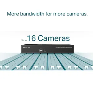 TP-Link VIGI NVR1016H VIGI 16 Channel Network Video Recorder | H.265+ | 24/7 Continuous Recording | Real-Time Live View | Remote Monitoring | ONVIF | Two-Way Audio CCTV