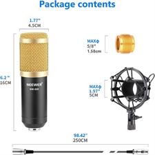 Neewer® NW-800 Professional Studio Broadcasting & Recording Microphone Set Including (1)NW-800 Professional Condenser Microphone + (1)Microphone Shock Mount + (1)Ball-type Anti-wind Foam Cap + (1) Microphone Power Cable 