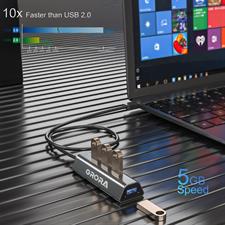 RORA USB hub, Aluminum Alloy Data USB 3.0 hub 4-Port with 2.5 ft Extension Cable and USB Adapter