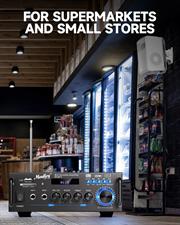 Moukey 2.0 Channel Stereo Bluetooth 5.0 Karaoke Amplifier, 300W Audio Stereo Receiver with RCA, USB, SD, 2 Mic Inputs, FM Radio, MAMP3