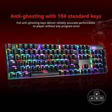 MOTOSPEED CK104 Mechanical Keyboard with Blue Red Switches,104-Key RGB Backlit Gaming Keyboard Aluminium USB Wired Keyboard for Gaming and Typing,Compatible for Mac & PC