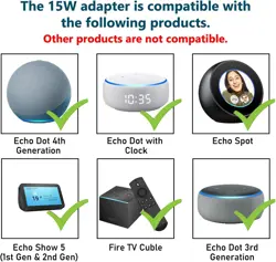 15W Power Adapter for Echo, Dot 3rd & 4th Gen, Kids Edition, Show 5, Spot, and Fire TV Cube, 5Ft AC Adapter (UK PLUG) (Used)