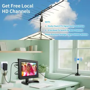 Portable TV, 10.1 inch 720P IPS Mini TV with T2 Digital Tuner and Rechargeable Battery and HDMI, USB, Input and AC/DC-12V Calbe Car, Suitable for Kitchen, Car and Outdoor